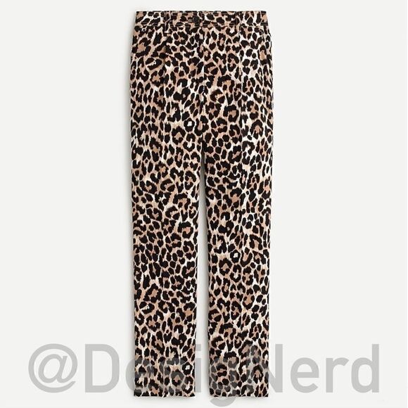 J. CREW TAILORED RELAXED PANT IN LEOPARD PRINT HIGH WAISTED STRAIGHT LEG TROUSER - Picture 7 of 8